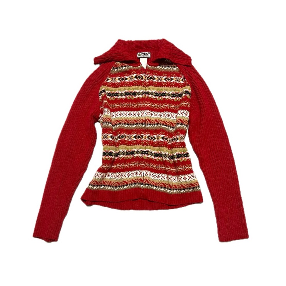 vtg 90s/y2k retro knitted full zip sweater